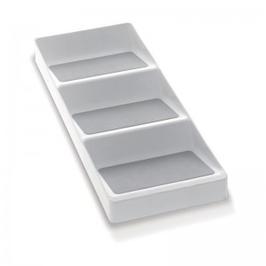 Organisateur d'armoires de rangement de cuisine à 3 niveaux en plastique antidérapant en plastique blanc et gris