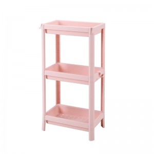 Support à étagère de rangement en plastique rose pour cuisine, solide, 3 niveaux
